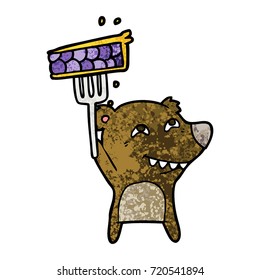 Karikaturbär mit Zähne mit Kuchen
