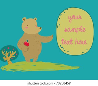 cartoon bear shows a message