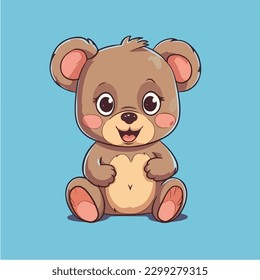 A cartoon bear sitting on the floor.