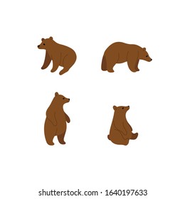 Cartoon bear sketch line icon. Сute animals set of icons. Childish print for nursery, kids apparel, poster, postcard, pattern.