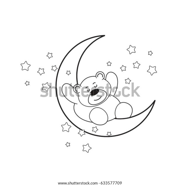 Cartoon Bear Sleeping On Half Moon Stock Vector (Royalty Free) 633577709