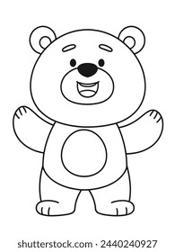 Cartoon bear with a smiling expression black line art
A cartoon bear sketch for the coloring page 
Kids activity book 