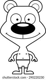 A cartoon bear smiling in a swimsuit.