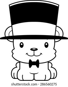 A cartoon bear smiling in a top hat.