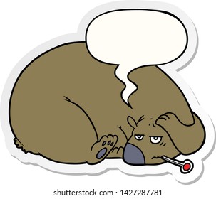 cartoon bear with a sore head with speech bubble sticker