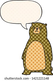 cartoon bear with speech bubble in comic book style