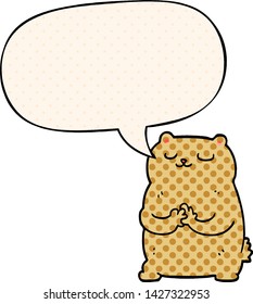 oso de caricatura con burbuja de habla en el estilo de un libro de historietas
