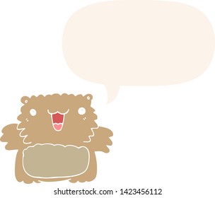 cartoon bear with speech bubble in retro style