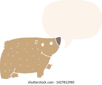 cartoon bear with speech bubble in retro style
