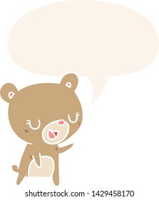 cartoon bear with speech bubble in retro style