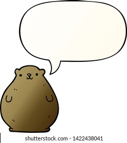 oso de dibujos animados con burbuja de habla en un estilo de gradiente suave