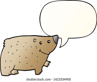 cartoon bear with speech bubble in smooth gradient style