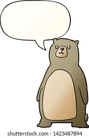 oso de dibujos animados con burbuja de habla en un estilo de gradiente suave