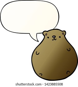 cartoon bear with speech bubble in smooth gradient style