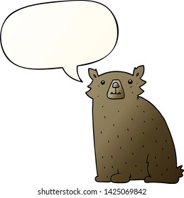 Cartoon-Bär mit Sprachblase in glattem Farbverlauf-Stil