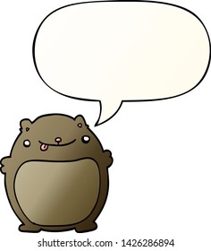 oso de dibujos animados con burbuja de habla en un estilo de gradiente suave