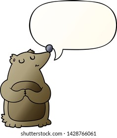 cartoon bear with speech bubble in smooth gradient style