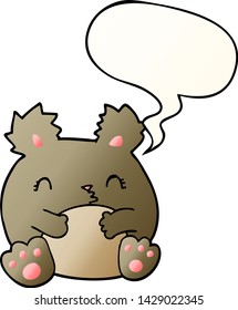 cartoon bear with speech bubble in smooth gradient style