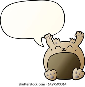 cartoon bear with speech bubble in smooth gradient style