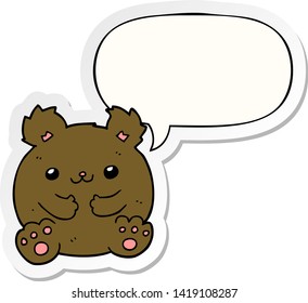 cartoon bear with speech bubble sticker