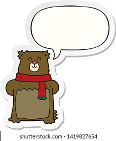 cartoon bear with speech bubble sticker