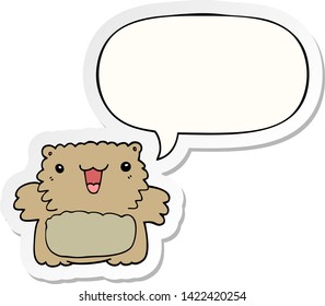 cartoon bear with speech bubble sticker