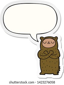 cartoon bear with speech bubble sticker