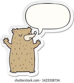 cartoon bear with speech bubble sticker