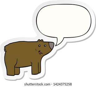 cartoon bear with speech bubble sticker