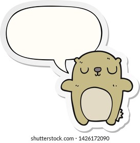 cartoon bear with speech bubble sticker
