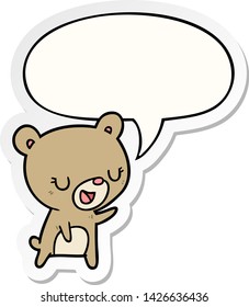 cartoon bear with speech bubble sticker