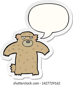 cartoon bear with speech bubble sticker
