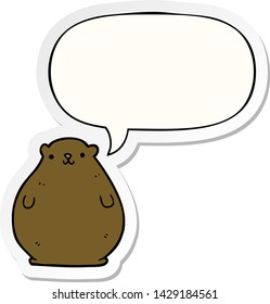 cartoon bear with speech bubble sticker