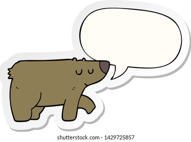 cartoon bear with speech bubble sticker