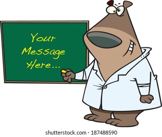 cartoon bear standing in front of a chalkboard