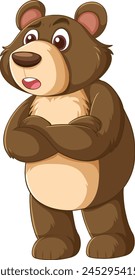 Cartoon bear standing upright with a puzzled look