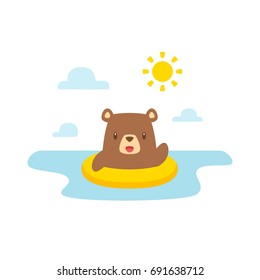 Cartoon bear swimming vector illustration