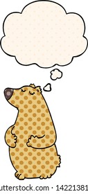 cartoon bear with thought bubble in comic book style