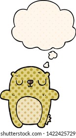 cartoon bear with thought bubble in comic book style