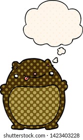 cartoon bear with thought bubble in comic book style