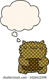 cartoon bear with thought bubble in comic book style