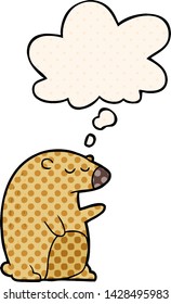 cartoon bear with thought bubble in comic book style