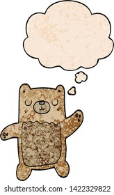 oso de dibujos animados con burbuja de pensamiento al estilo de textura gruesa