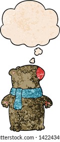 oso de dibujos animados con burbuja de pensamiento al estilo de textura gruesa