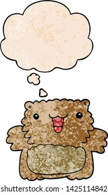 oso de dibujos animados con burbuja de pensamiento al estilo de textura gruesa