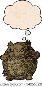 oso de dibujos animados con burbuja de pensamiento al estilo de textura gruesa