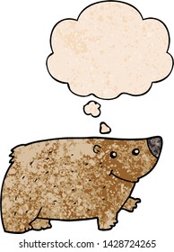 oso de dibujos animados con burbuja de pensamiento al estilo de textura gruesa