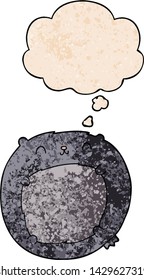 oso de dibujos animados con burbuja de pensamiento al estilo de textura gruesa