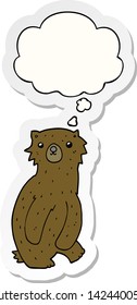 cartoon bear with thought bubble as a printed sticker