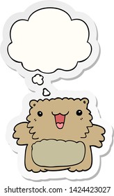 cartoon bear with thought bubble as a printed sticker